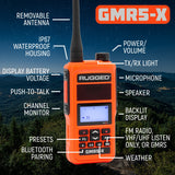 Radio Portátil GMRS GMR5-X 5W Impermeable IP67 con Batería XL