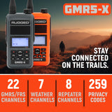 Radio Portátil GMRS GMR5-X 5W Impermeable IP67 con Batería XL