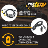 Nitro Bee Xtreme UHF Race Receiver with Stereo Earbuds and USBC Charging Cable