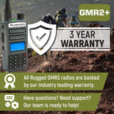 Rugged GMR2 PLUS - GMRS and FRS Two Way Handheld Radio with Mount and Intercom Cable