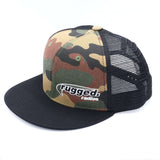 Rugged Radios Flat Bill Snapback Hat (Black / Camo)