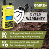 2 PACK - Rugged GMR2 PLUS GMRS and FRS Two Way Handheld Radios - High Visibility Safety Yellow