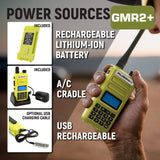 2 PACK - Rugged GMR2 PLUS GMRS and FRS Two Way Handheld Radios - High Visibility Safety Yellow