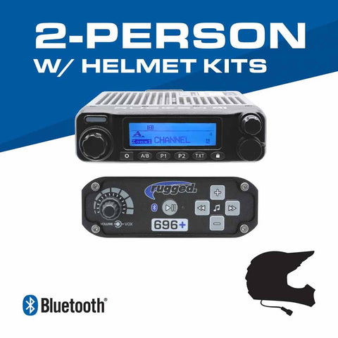 2 Person - 696 Complete Communication Intercom System - with Helmet Kits